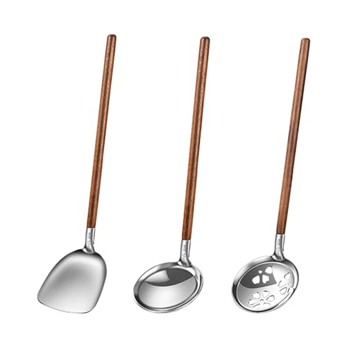 3-teiliges Küchenwerkzeug-Set mit Holzgriff, Suppenkelle, langlebiges Sieb, Küchenspatel, geeignet für das tägliche Kochen 3-teiliges Küchenwerkzeug-Set mit Holzgriff, Suppenkelle, langlebiges Sieb, Küchenspatel, geeignet für das tägliche Kochen von Limtula