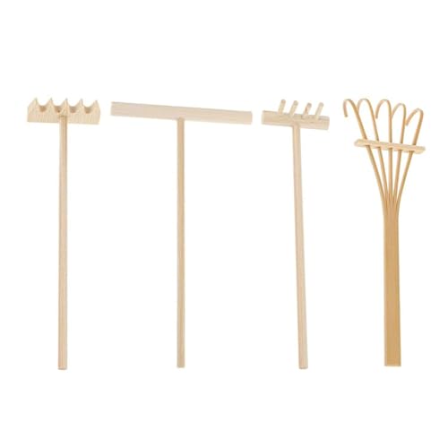 Limtula 4 Stücke Miniaturgarten Rakes Holzmeditationen Rakes Set Für Und Büro Nutzung Professionelle Gartenwerkzeuge von Limtula