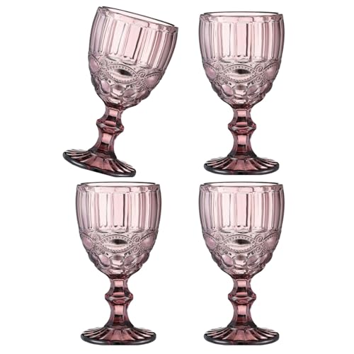 4pcs Farbige Glasbecher Für Hochzeiten Und Partys Anspruchsvoller Geprägter Muster GlaSwares Getränke Trinkbecher von Limtula