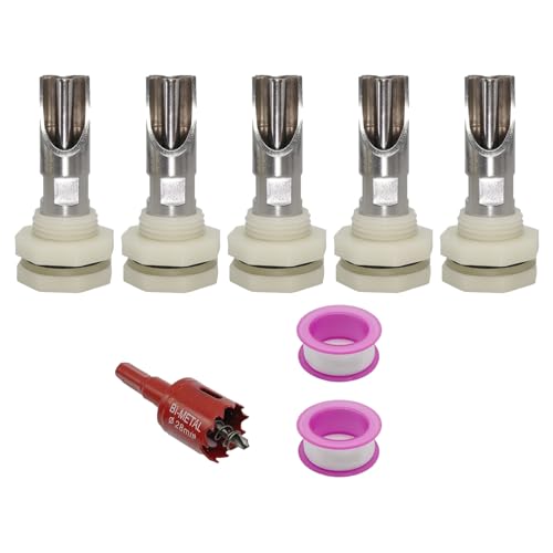 5 Stück Edelstahl Automatische Schweine-Nippelbewässerung Set mit Messing-Anschlüssen für effiziente Viehzucht Hydration Automatische Bewässerung von Limtula