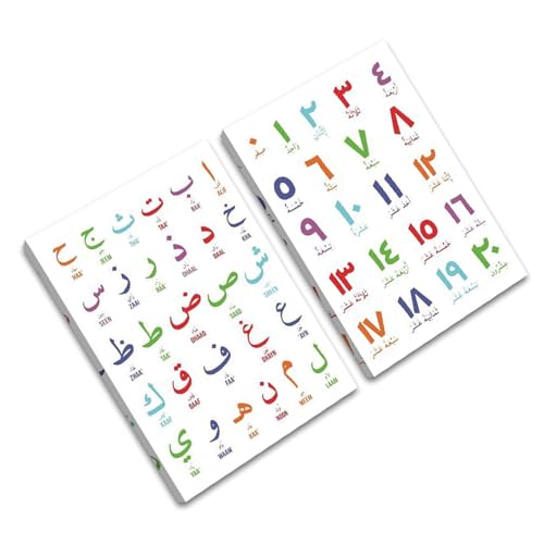 Bunte arabische Buchstaben und Zahlen, Posterdrucke, Wandkunst, rahmenlos, für Kinderspielzimmer oder Kinderzimmer, 2 Stück von Limtula
