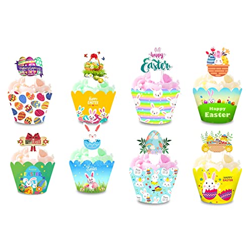 Cupcake-Topper und Wrappers für Ostern, künstlerisches Backen, Kuchen, Muffin, für Koffer, Pappbecher, Kuchendekoration, Partyzubehör, 16 Sets Cupcake-Topper und Wrappers für Ostern, künstlerisches Backen, Kuchen, Muffin, für Koffer, Pappbecher, Kuchendekoration, Partyzubehör, 16 Sets von Limtula