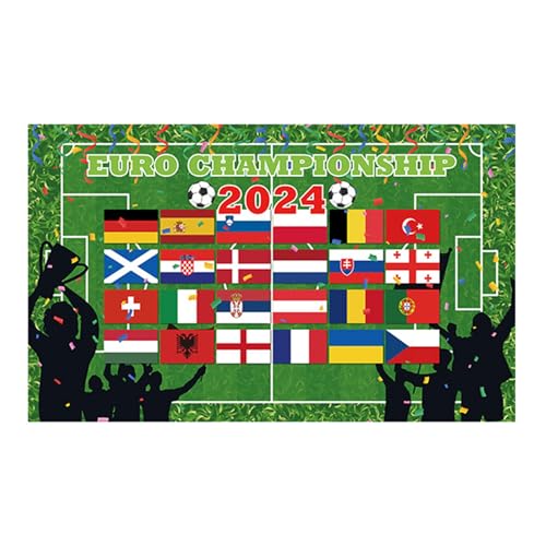 Fußball-Enthusiasten 2024 Dekoration, europäische Flaggen, Wimpelkette, informatives Spielplan, Poster, Polyester-Flaggen, Dekorationen von Limtula
