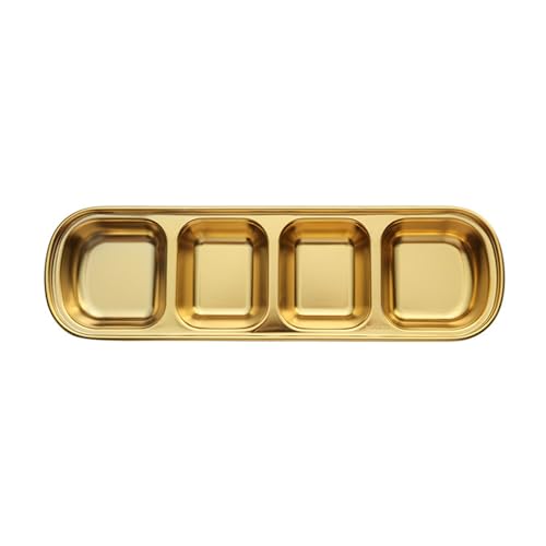 Gewürzschale aus Edelstahl, 1/2/3/4 Fächer, geteilt, für Soßen, Dips, Snacks, Teller, Gewürztablett, langlebig von Limtula