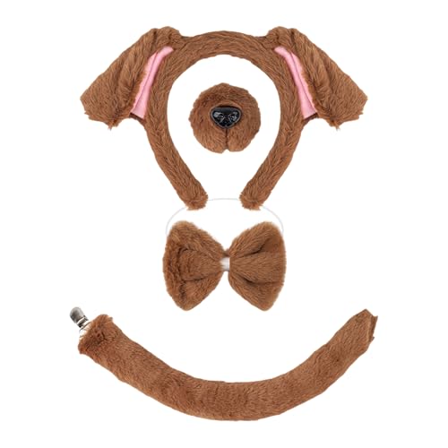 Hundekostüm-Set mit Stirnband, Schwanz, Nase, Fliege, Rock, Halloween-Hunde-Outfit für Kinder, Erwachsene, Halloween, Cosplay Hundekostüm-Set mit Stirnband, Schwanz, Nase, Fliege, Rock, Halloween-Hunde-Outfit für Kinder, Erwachsene, Halloween, Cosplay von Limtula
