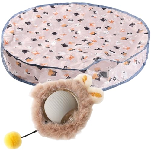 Limtula Automatisch beweglicher Ball, Katzenspielzeug-Set mit doppellagigen Abdeckungen, waschbare Matten für Haustiere, sicheres Verstecken und Suchen von Katzen von Limtula
