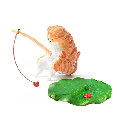 Limtula Harze Aquarien Dekorationen mit Katzen und Marienkäfern Blatt Design Figuren Ornamente für Zuhause oder Büro Ästhetische Verbesserung Harze Ornamente von Limtula