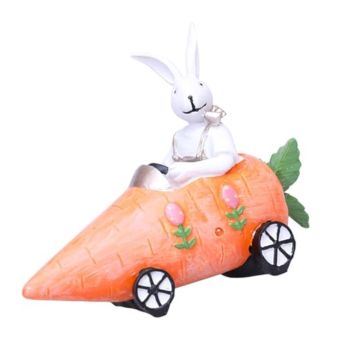 Limtula Osterhasen fahren eine Karotte Auto Harze Figur Kaninchen Ornament Dekoration für Zuhause Tischplatte und Regal Dekor von Limtula