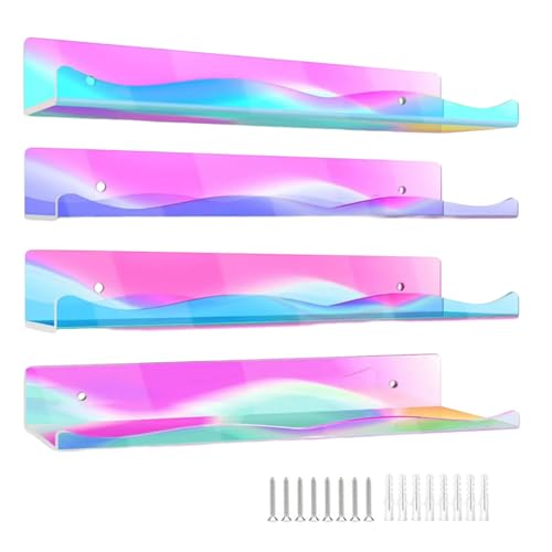 Limtula Set Von 4 Mehrfarbigen Acryl Schwimmenden Bücherregalen Kinderzimmer Acrylbuch Rack Floating Mehrfarbiger Speicherregal von Limtula