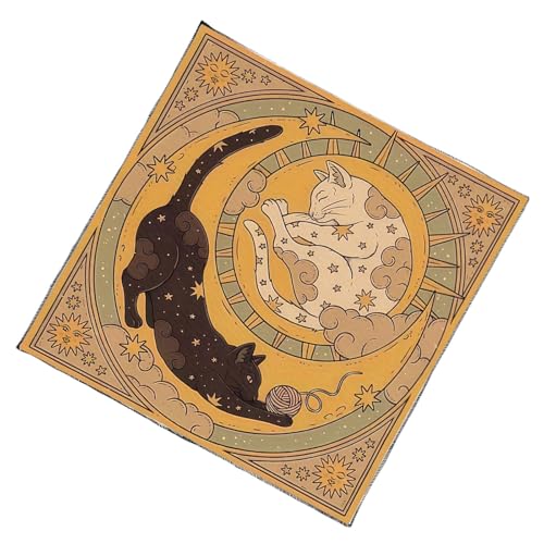 Limtula Tarots Tischdecke, Mond, Katzen, Muster, Astrologie, Altäre, Wahrsagungen, Karte, Tischdecke, Wandteppich, Hexerei, Altäre, Tarots, Kartentuch von Limtula
