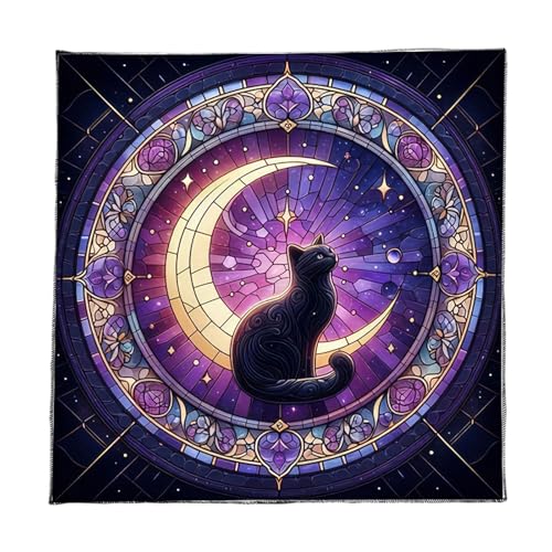 Limtula Wahrsagungstischdecke, Mond, Katzen, Muster, Astrologie, Tarots, Karte, Tischdecke, Altare, Stoff, Wahrsagungen, Brettspiel, Zubehör, Mond, Katzen, Muster, Tarots, Karte, spirituelle Deckdecke von Limtula