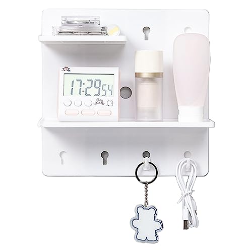 Limtula Wandmontiertes Aufbewahrungsregal aus Kunststoff, schwebendes Regal mit Haken, Hängehalter für Zuhause, Küche, Schlafzimmer, Badezimmer, Organisation Limtula Wandmontiertes Aufbewahrungsregal aus Kunststoff, schwebendes Regal mit Haken, Hängehalter für Zuhause, Küche, Schlafzimmer, Badezimmer, Organisation von Limtula
