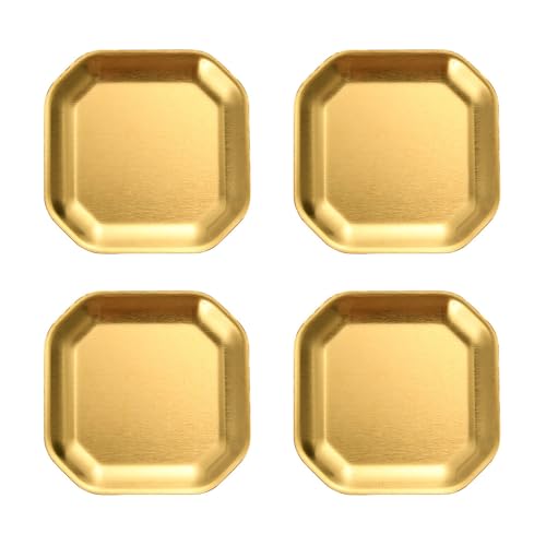 Packung Mit 4 Unverwechselbaren Gold/Silber Edelstahl Tellern Verschiedener Geschirr Für Hauscamping Und Essen Freien von Limtula