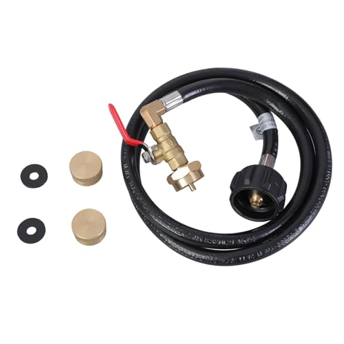 Praktischer Propangas-Nachfüll-Adapter-Anschluss mit 1,2 m langem Edelstahl-Geflechtschlauch für sichere Übertragung von 0,5 kg bis 9 kg von Limtula