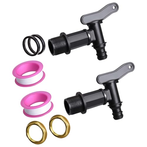 Regentonnen-Wasserhahn mit Messingmutter, Wasserhahn-Adapter für Zuhause, Garten, Wasseranschlüsse, dauerhafter Ersatz mit Messingmutter, 2 Stück Regentonnen-Wasserhahn mit Messingmutter, Wasserhahn-Adapter für Zuhause, Garten, Wasseranschlüsse, dauerhafter Ersatz mit Messingmutter, 2 Stück von Limtula