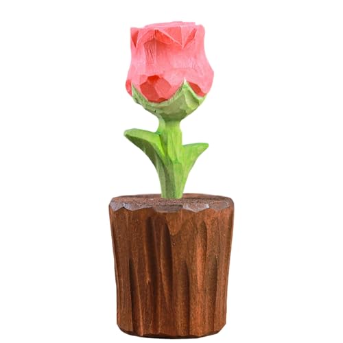 Romantics Miniaturfigur aus Holz, Rosen-Motiv, Tischdekoration für Paare, Valentinstag, Büro, Schreibtisch, Holzrosendekoration von Limtula