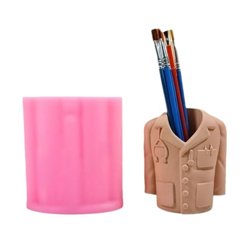 Silikonform in Form eines Arztuniform-Stiftehalters, für handgefertigtes Schreibtischzubehör, Tisch-Display, Zubehör-Form von Limtula