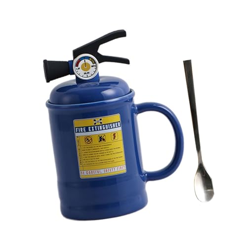 Tasse in unverwechselbarer Feuerlöscher-Form, 450 ml Fassungsvermögen, mit schönem Deckel, geeignet für Zuhause, Büro oder Schule von Limtula