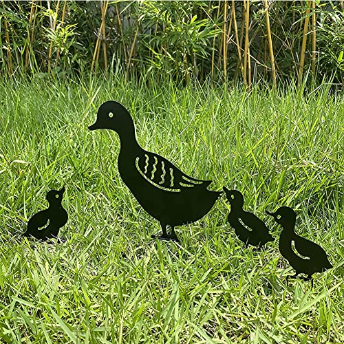 4 StüCk Garten PfäHle Kunst Ente, Weibliche Ente Und Tier EinsäTze, Garten Silhouette, Kunst Dekorativ, Festival Party Art Zeichen Rasen BüRgersteig Garten Dekoration. von Lin's Wood