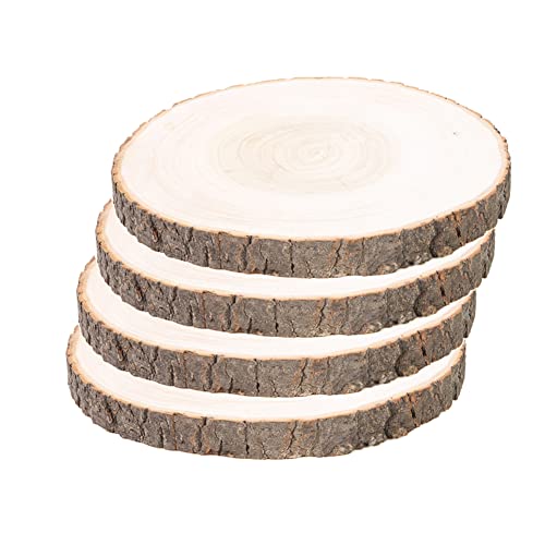 Holzscheiben 4 Stücke Holz Log Scheiben 16–18 cm Unvollendete Holzkreise Ungebohrte Holzkreise ohne Loch für DIY Handwerk Holz-Scheiben Hochzeit Mittelstücke Weihnachten Dekoration. von Lin's Wood