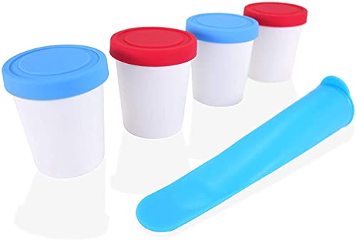 Lin-Mini-Eiscremebehälter mit Deckel, 170 ml, BPA-frei, gefriergeeignet, Portionskontrolle, ideal für Eiscreme, Mahlzeitvorbereitung, Lebensmittelaufbewahrung, inklusive Silikon-Eis-Pop-Form von Lin