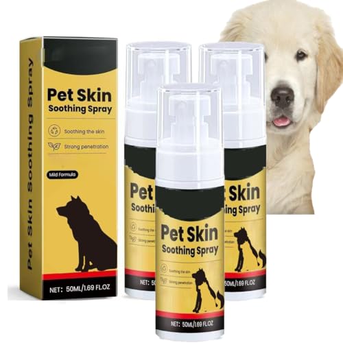 Hundehautpflegespray zur Linderung von Juckreiz, beruhigender Juckreiz-beruhigender Nebel Hot Spot für Hunde, Spray zur Linderung trockener Haut für Haustiere, feuchtigkeitsspendende (3PCS) von LinBomZony