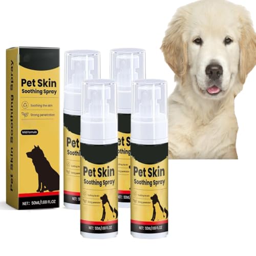 Hundehautpflegespray zur Linderung von Juckreiz, beruhigender Juckreiz-beruhigender Nebel Hot Spot für Hunde, Spray zur Linderung trockener Haut für Haustiere, feuchtigkeitsspendende (4PCS) von LinBomZony