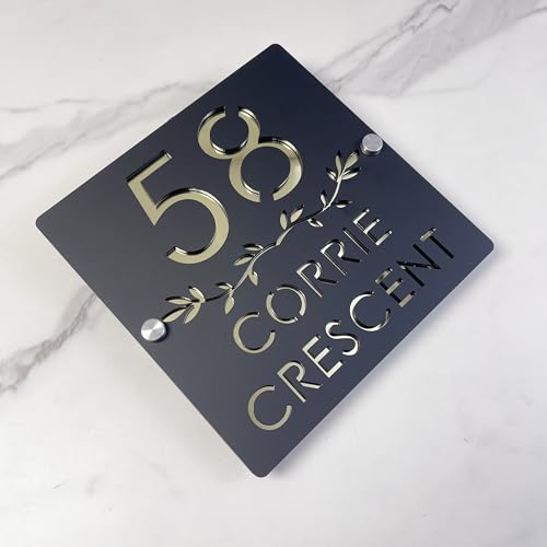Benutzerdefiniertes 3D-Acrylschild für den Außenbereich, mit schwimmendem Blattdesign, wasserdicht, moderne Türnummer für Wand, Fence, Gate oder Mailbox von LinCognivant