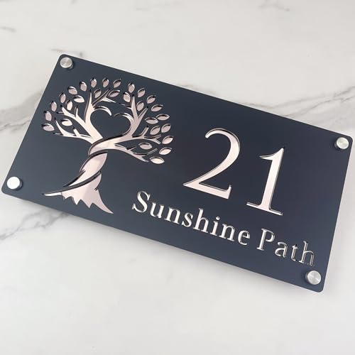 Custom Tree of Life Acryl Address Schild - Personalisierte Outdoor Floating House Plaque - Waterproof Family Name Plate for Wall, Gate, Fence, Mailbox or Garden Deco Custom Tree of Life Acryl Address Schild - Personalisierte Outdoor Floating House Plaque - Waterproof Family Name Plate for Wall, Gate, Fence, Mailbox or Garden Deco von LinCognivant