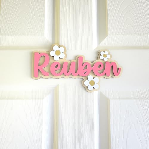 Personalisierte Holz-Nursery-Buchstabe - Checkered Initial Wall Decor - Boho Groovy Name Plaque for Kids Room - Custom Door Sign for Girls or Boys Personalisierte Holz-Nursery-Buchstabe - Checkered Initial Wall Decor - Boho Groovy Name Plaque for Kids Room - Custom Door Sign for Girls or Boys von LinCognivant