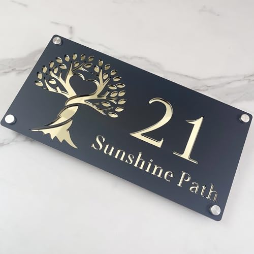 Personalisiertes Baum des Lebens Acryl-Hausschild – Custom Outdoor Floating Address Plaque - Waterproof Family Name Schild für Wand, Gate, Fence, Garten oder Veranda Personalisiertes Baum des Lebens Acryl-Hausschild – Custom Outdoor Floating Address Plaque - Waterproof Family Name Schild für Wand, Gate, Fence, Garten oder Veranda von LinCognivant