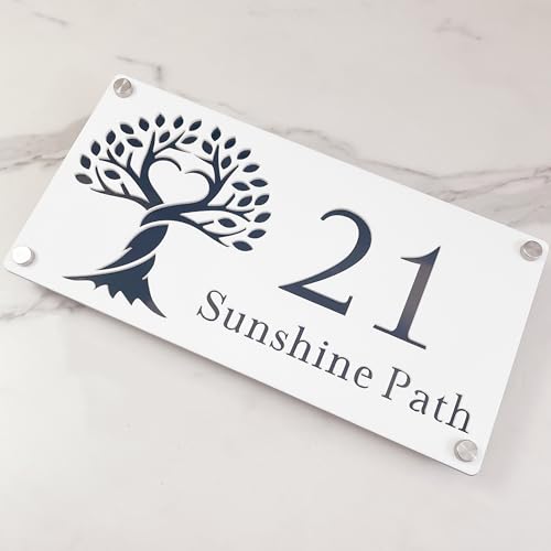 Personalisiertes Baum-of-Lebens-Acryl-Hausschild – Custom Outdoor Floating Address Plaque with Family Name - Waterproof Wall, Gate, Fence or Mailbox Number Plate Personalisiertes Baum-of-Lebens-Acryl-Hausschild – Custom Outdoor Floating Address Plaque with Family Name - Waterproof Wall, Gate, Fence or Mailbox Number Plate von LinCognivant