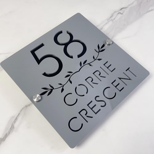 Personalisiertes Outdoor-Address Schild – benutzerdefinierte 3D-Acryl-Hausnummernplakette mit schwimmendem Blattdesign – wasserdichte moderne Türplatte für Wand, Fence, Gate oder Mailbox Personalisiertes Outdoor-Address Schild – benutzerdefinierte 3D-Acryl-Hausnummernplakette mit schwimmendem Blattdesign – wasserdichte moderne Türplatte für Wand, Fence, Gate oder Mailbox von LinCognivant