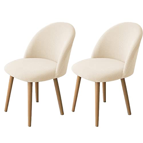 LinFortune 2er Set dehnbarer Stuhlbezug für Esszimmerstühle Gebogene Rückenlehne Moderne Stuhlhussen für Akzentstühle waschbar Stuhlschutz ohne Armlehnen für Wohnzimmer Küche Hotel (Beige 2 STK) von LinFortune