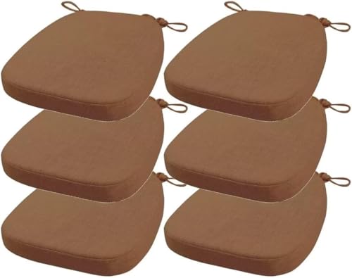 LinFortune 4er/6er-Set Stuhlkissen mit Bändern Sitzkissen für Outdoor Indoor Stuhlpolster für Esszimmer Wohnzimmer Garten Terrasse Bürostühle (H11 6 Stück_40 x 38 x 33 cm (5 cm Dicke)) von LinFortune
