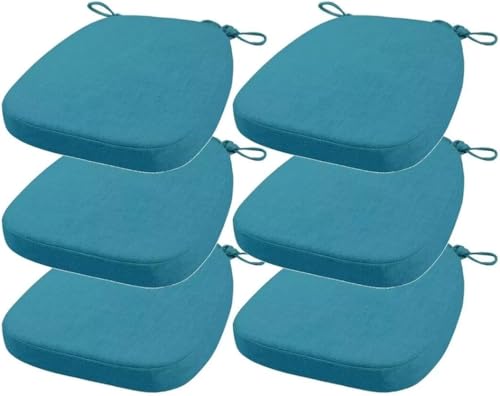 LinFortune 4er/6er-Set Stuhlkissen mit Bändern Sitzkissen für Outdoor Indoor Stuhlpolster für Esszimmer Wohnzimmer Garten Terrasse Bürostühle (H7 6 Stück_40 x 38 x 33 cm (3 cm Dicke)) von LinFortune