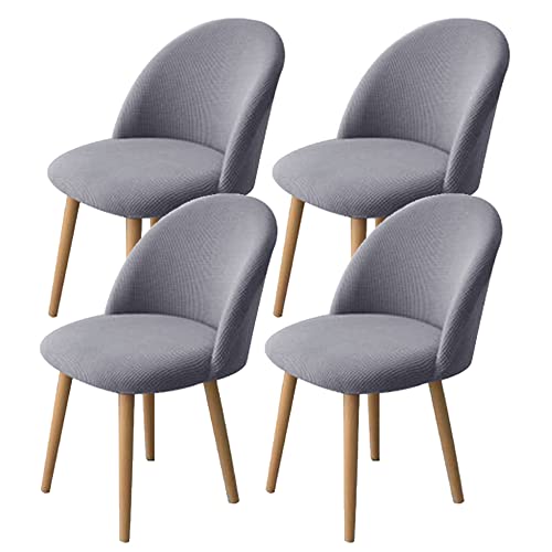 LinFortune 4er Set dehnbarer Stuhlbezug für Esszimmerstühle Gebogene Rückenlehne Moderne Stuhlhussen für Akzentstühle waschbar Stuhlschutz ohne Armlehnen für Wohnzimmer Küche Hotel (grau 4 Stück) von LinFortune