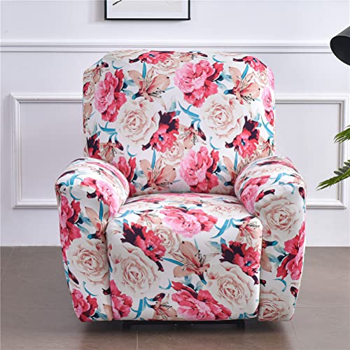 LinFortune Relaxsessel Bezüge für elektrische Sessel mit Taschen dehnbarer 4 Teiliger Relaxsessel Schonbezug für Sessel Sofa Möbelschutz für das Wohnzimmer (Rosa Rose) von LinFortune