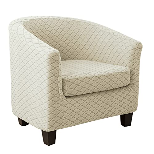 LinFortune Sesselbezug für Sessel Schonbezüge 2 Teilig mit Sitzbezug dehnbar abnehmbar Möbelschutzbezüge für Clubsessel (Beige) von LinFortune