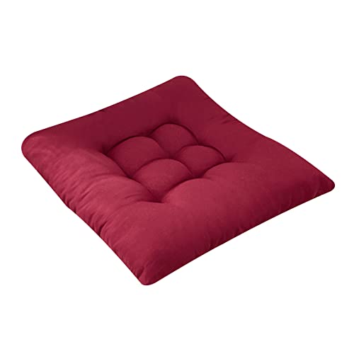 LinFortune Sitzpolster für Esszimmerstühle 1er- 2er- 4er- 6er-Set Gartenstuhlkissen 45 cm Sitzpolster für Küchenstühle gepolsterte Stuhlkissen mit Bändern (4 Stück Weinrot) von LinFortune