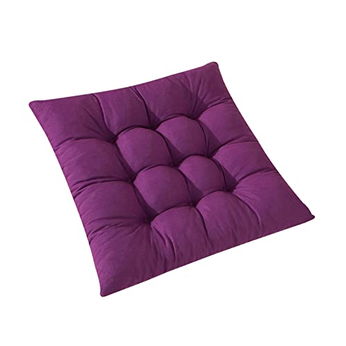 LinFortune Sitzpolster für Esszimmerstühle 1er- 2er- 4er- 6er-Set Gartenstuhlkissen 45 cm Sitzpolster für Küchenstühle gepolsterte Stuhlkissen mit Bändern (6 Stück lila) von LinFortune