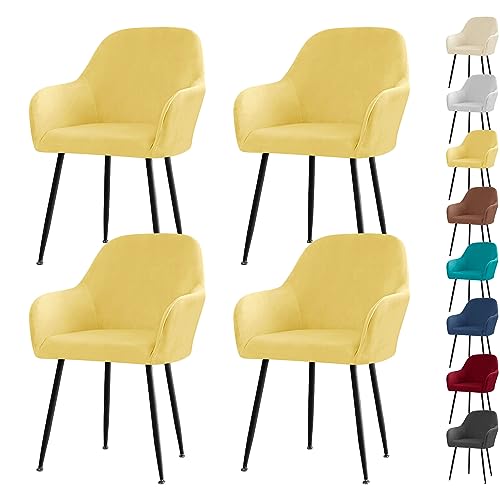 LinFortune Stretch Stuhlhusse für Esszimmerstühle mit Armlehnen Gebogene Rückenlehne Samt Stuhlhussen für Wohnmöbel Schlafzimmer Esszimmer Stuhlschutz Gelb 4 Stück LinFortune Stretch Stuhlhusse für Esszimmerstühle mit Armlehnen Gebogene Rückenlehne Samt Stuhlhussen für Wohnmöbel Schlafzimmer Esszimmer Stuhlschutz Gelb 4 Stück von LinFortune