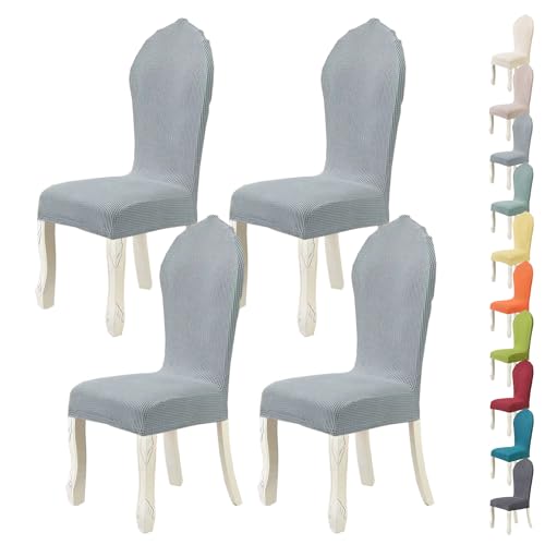 LinFortune Stretch Stuhlhussen mit runder Rückenlehne Stretch gebogener Rückenlehne elastisch waschbar Stuhlbezugbezug Stuhlbezug mit hoher Rückenlehne für Küche Restaurant Bankett C 4 Stück von LinFortune