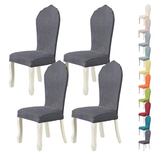 LinFortune Stretch Stuhlhussen mit Runder Rückenlehne - Elastisch Waschbar Stuhlbezug für Küche Restaurant Bankett - 4 Stück von LinFortune