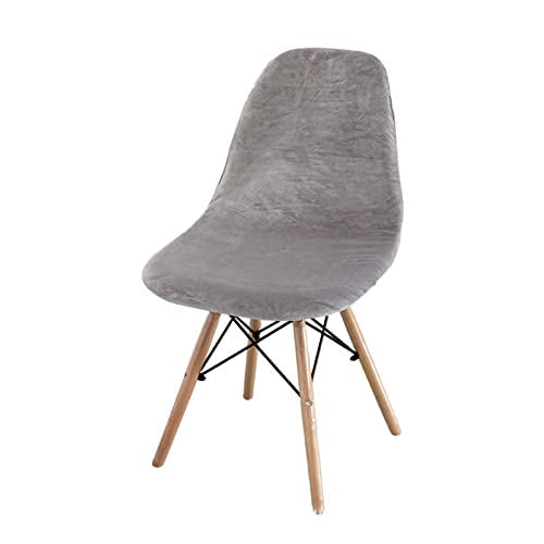 LinFortune Stuhlhussen für Esszimmerstühle aus Samt Stuhlhussen für Küchenstühle Stretch Stuhlhussen mit Rückenlehne für Küche Esszimmer Schlafzimmer Wohnzimmer (Hellgrau 1 Stück) von LinFortune