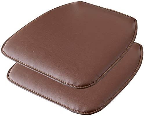 LinFortune Stuhlkissen Leder Küchenstuhlkissen Form Sitzkissen und Esszimmerstuhlpolster 43 x 40 cm rutschfeste Gummirückseite 1/2/4 Packungen (Farbe: Braun 3 Größe: 2er Set) von LinFortune