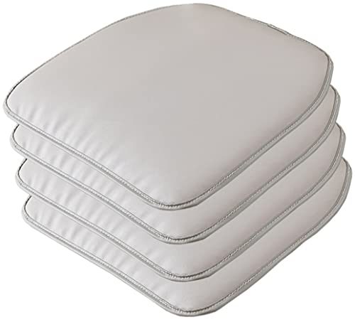 LinFortune Stuhlkissen Leder Küchenstuhlkissen Form Sitzkissen und Esszimmerstuhlpolster 43 x 40 cm rutschfeste Gummirückseite 1/2/4 Packungen (Farbe: Grau 3 Größe: 4er Set) von LinFortune