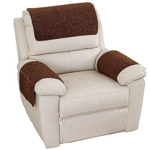Relaxsessel Bezüg Sesselüberzug Sofa Armlehnenbezug 1/2/3 Sitzer Relaxsessel Armlehnenbezug Sofa Kopfstützen Schonbezüge rutschfester Möbelschutz für Relaxsessel Ledersofa Couch (#15 3 Sitzer 5 Stück) von LinFortune