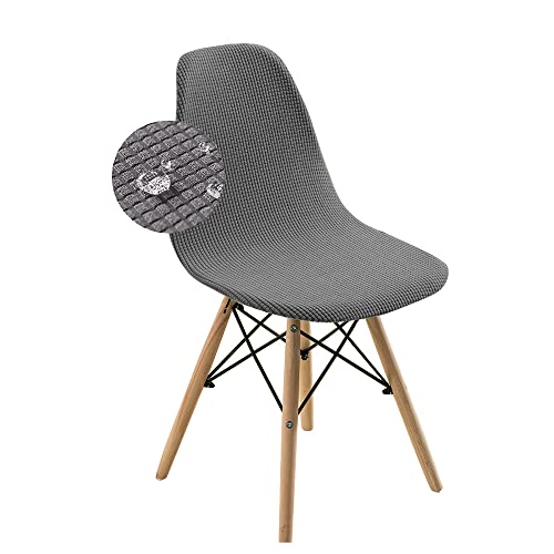 Stretch Stuhlhussen für Esszimmerstühle wasserdichte Bezüge für skandinavische Schalenstühle abnehmbare waschbare Stuhlhussen ohne Armlehne für Schlafzimmer Wohnzimmer Lounge (grau 4er Set) von LinFortune