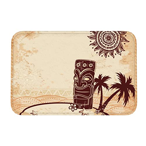 Fussmatte Vintage Tiki Hawaii Palm Beach Fußmatte Außen Bedruckt Innenmatte rutschfeste Sauberlaufmatte, Für Haustür, Küche, 60x40cm von LinGaoLianHuRuiWangLuoKeJi
